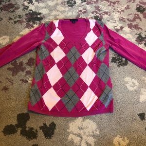 Tommy Hilfiger V-neck Argyle Sweater, Size M